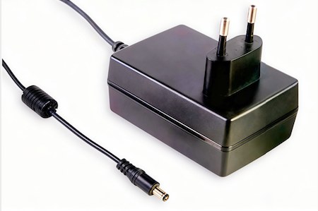 XGW XTS-18WM 12V 1.5A EU wall-mount adapter, prepared for shipment to a LATAM set-top box programme